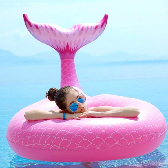 New Giant Inflatable Mermaid Tail Pool Float - Picture 3 of 8